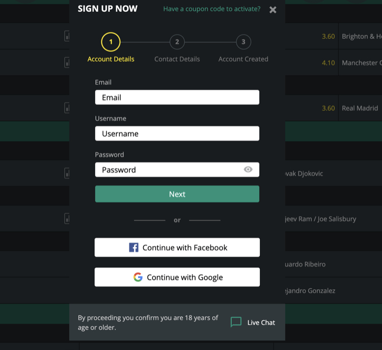 Snímek obrazovky 1Bet
