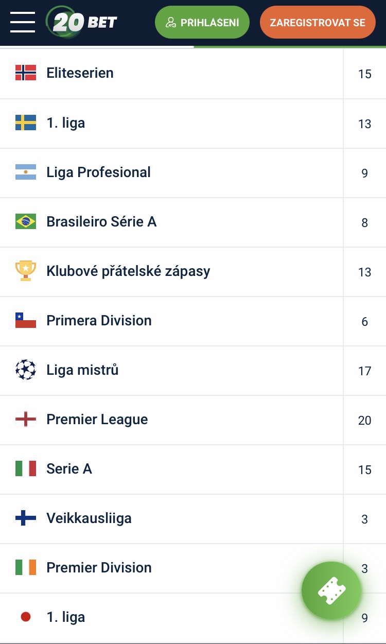 Snímek obrazovky 20Bet