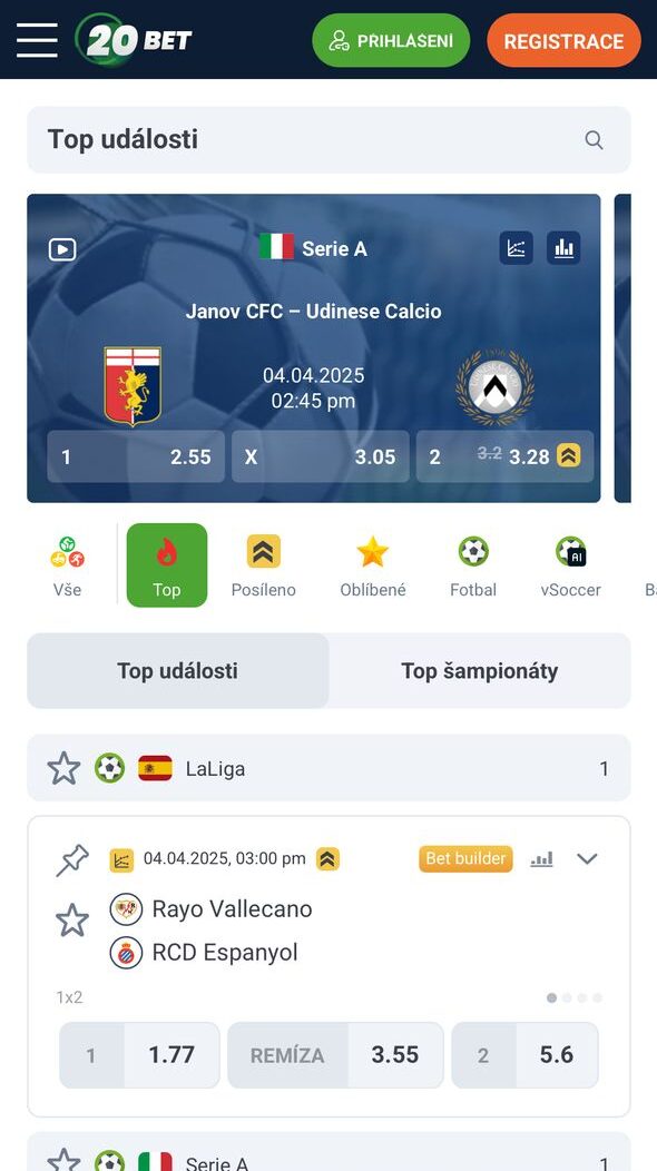 20bet sports betting page