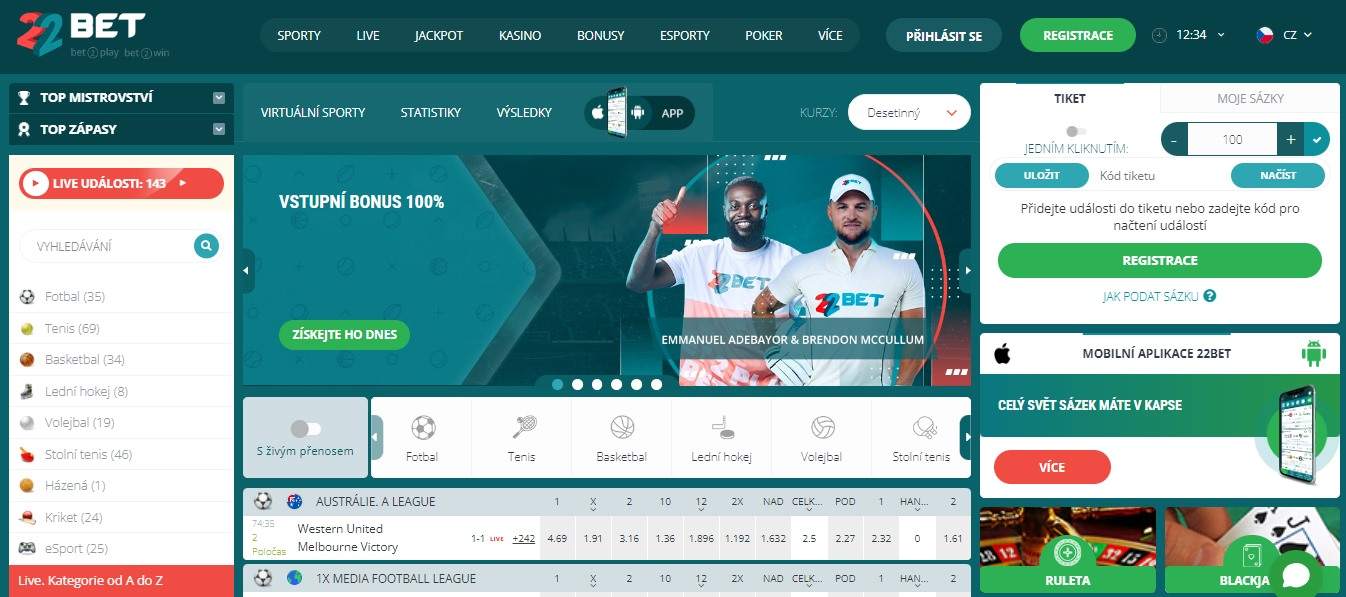 22Bet Betting, sazkovekancelare.tv