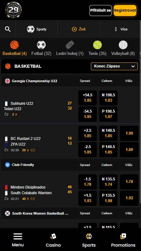 Živé sázky 29 Black