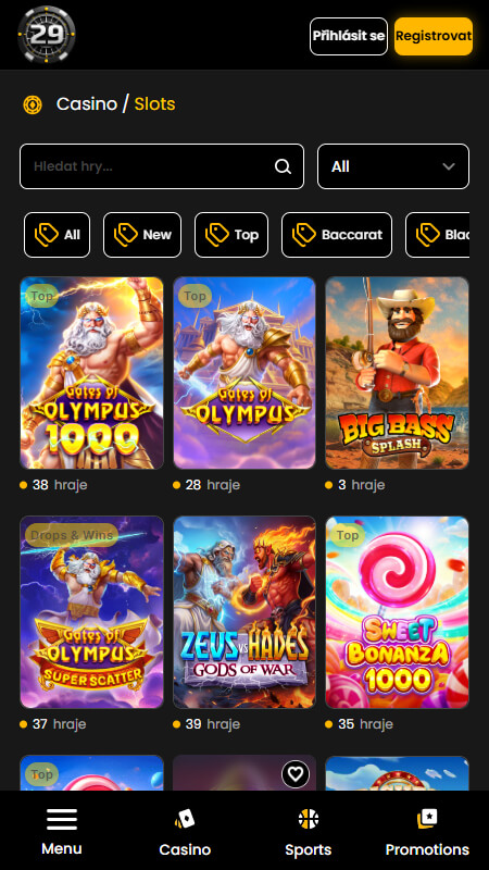 29 Black Casino slots Česká republika