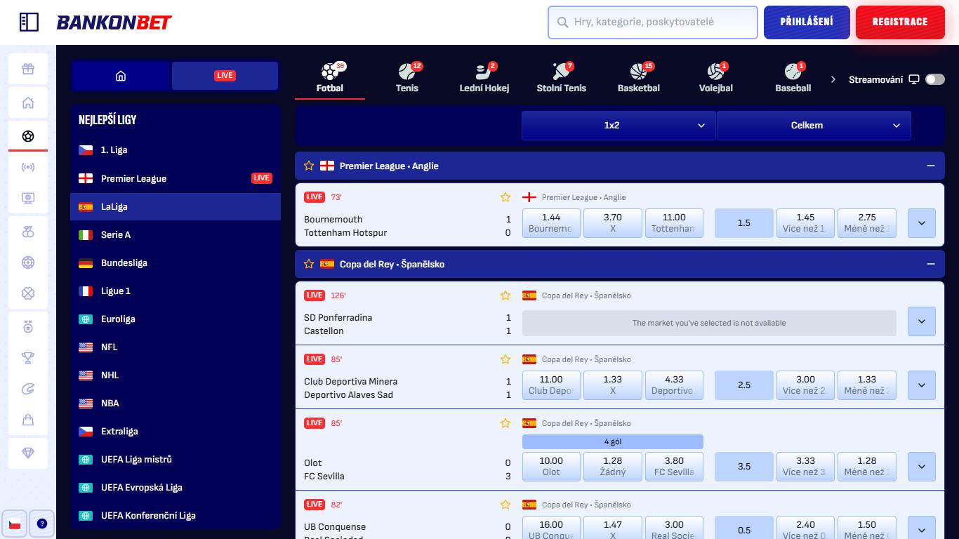 Bankonbet Bookmaker Live Sport Betting Czech, sazkovekancelare.tv