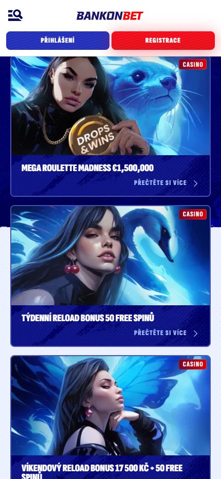 Bankonbet Casino Bonuses Czech (mobile screen)