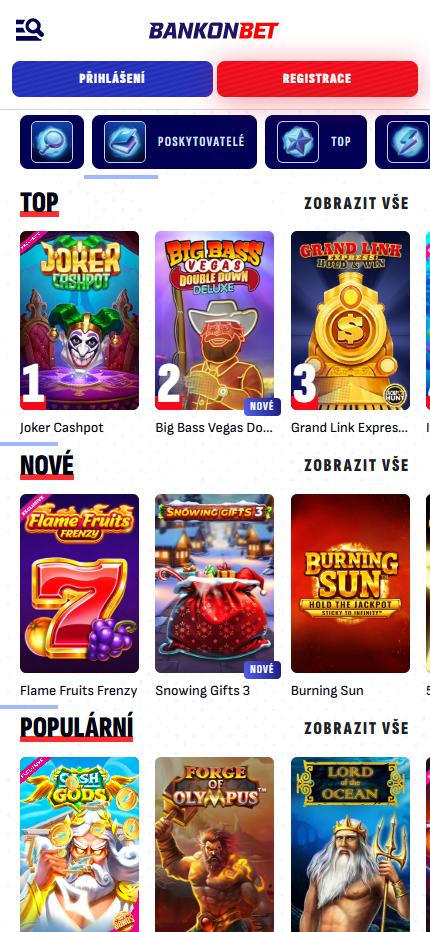 Bankonbet Casino Czech (mobile screen)