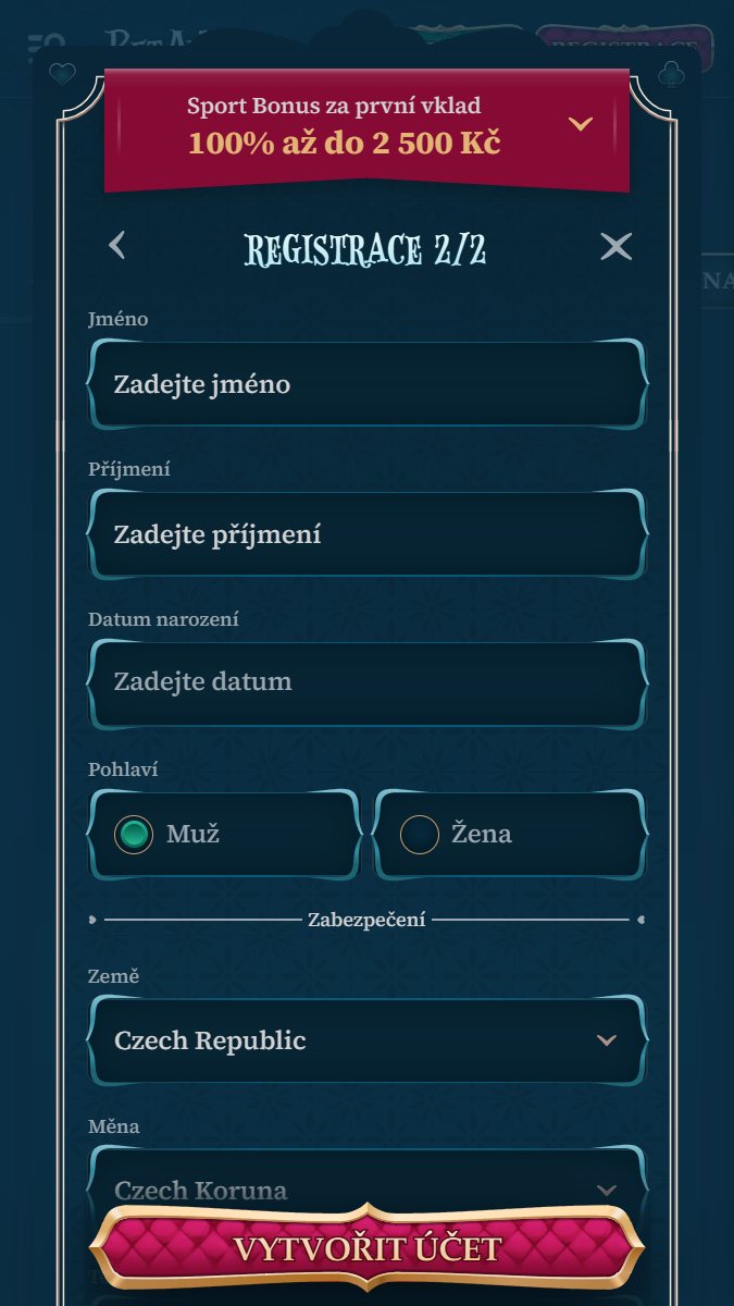 Doplňte osobní údaje