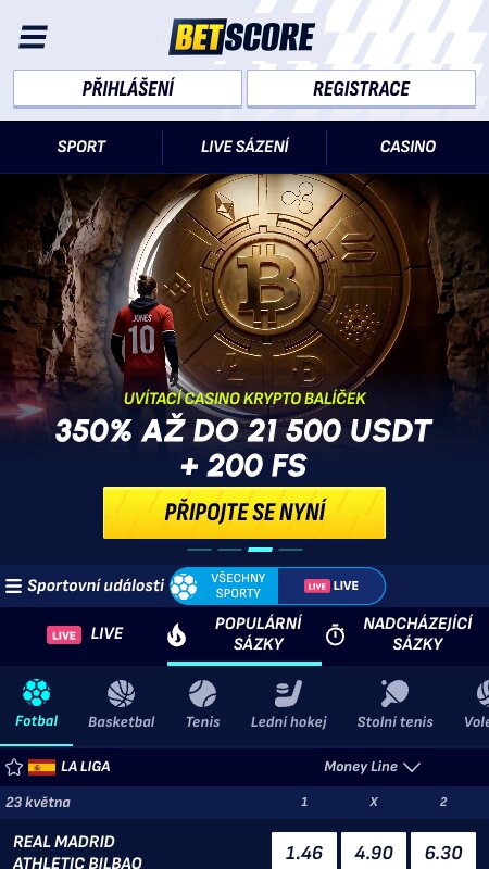 Domovská stránka kasina Betscore
