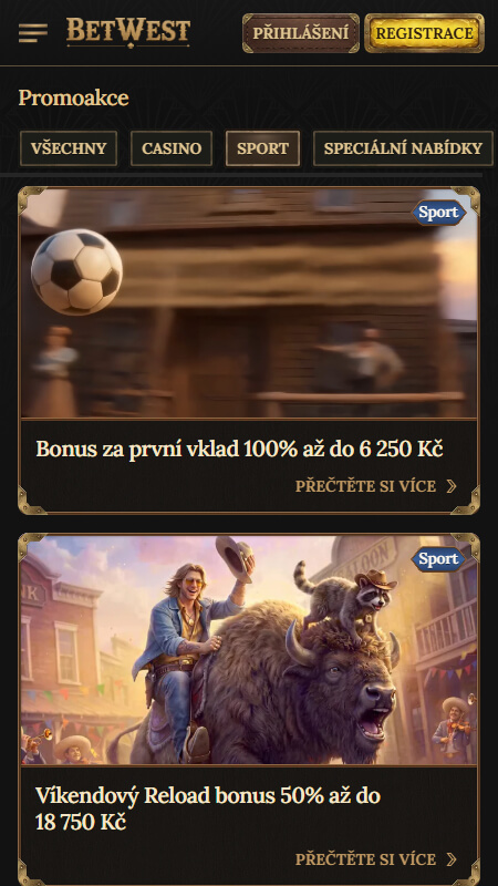 Sport bonusy a promo akce Betwest