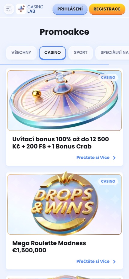 Casinolab Casino Bonuses Czech (Mobile screen), sazkovekancelare.tv