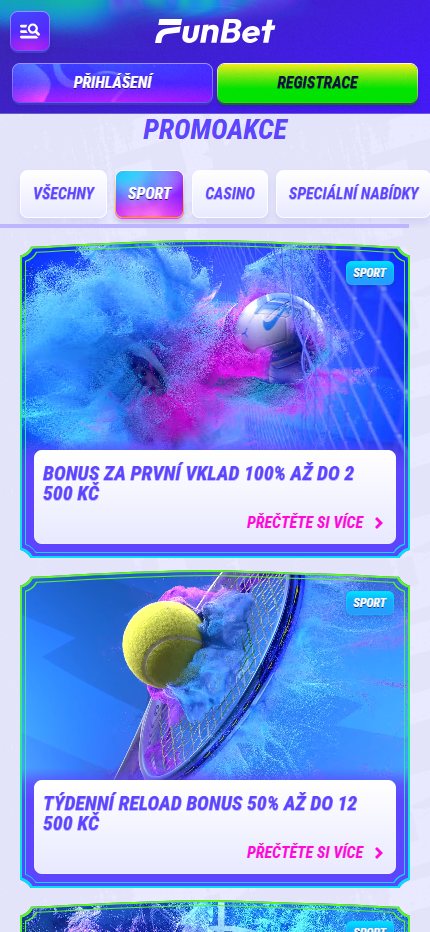 Funbet Sport Bonuses Czech republic(mobile screen), sazkovekancelare.tv