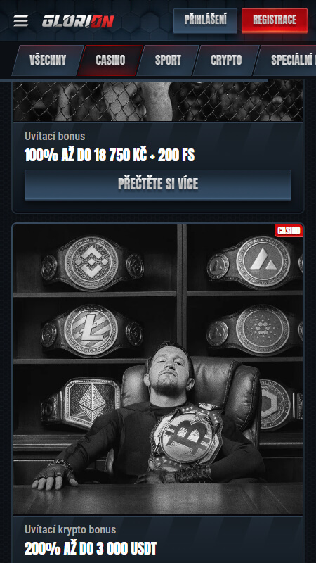 Glorion casino uvítací bonus
