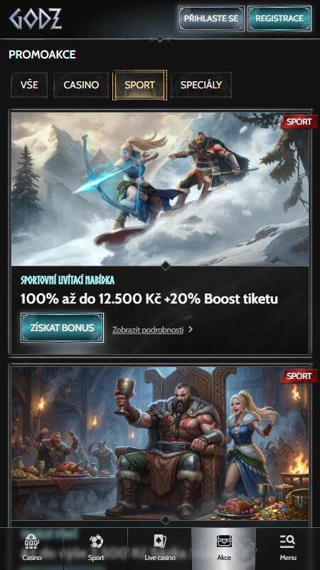 Sport bonusy a promo akce Godz