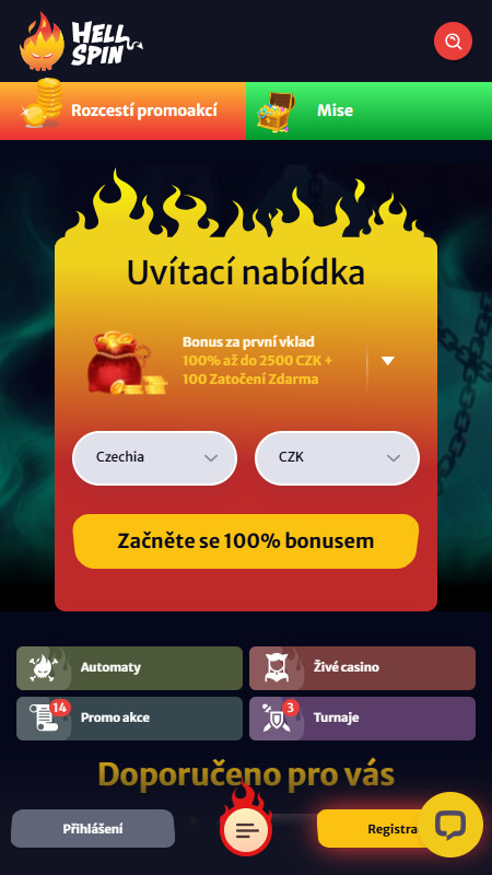 HellSpin home page