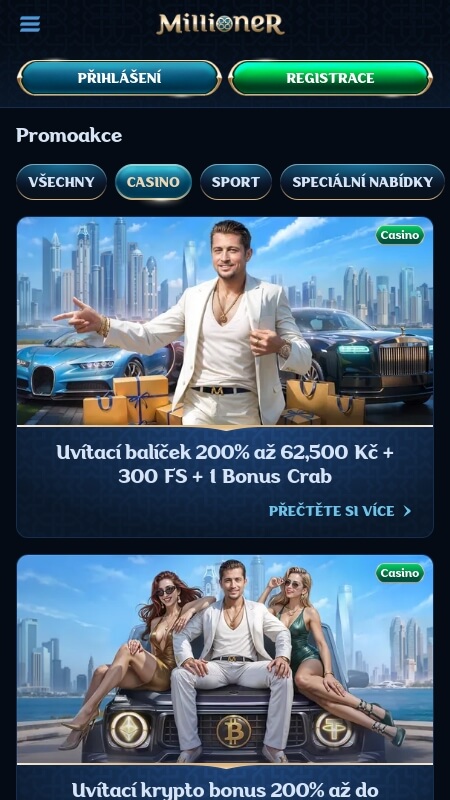 Millioner casino bonuses