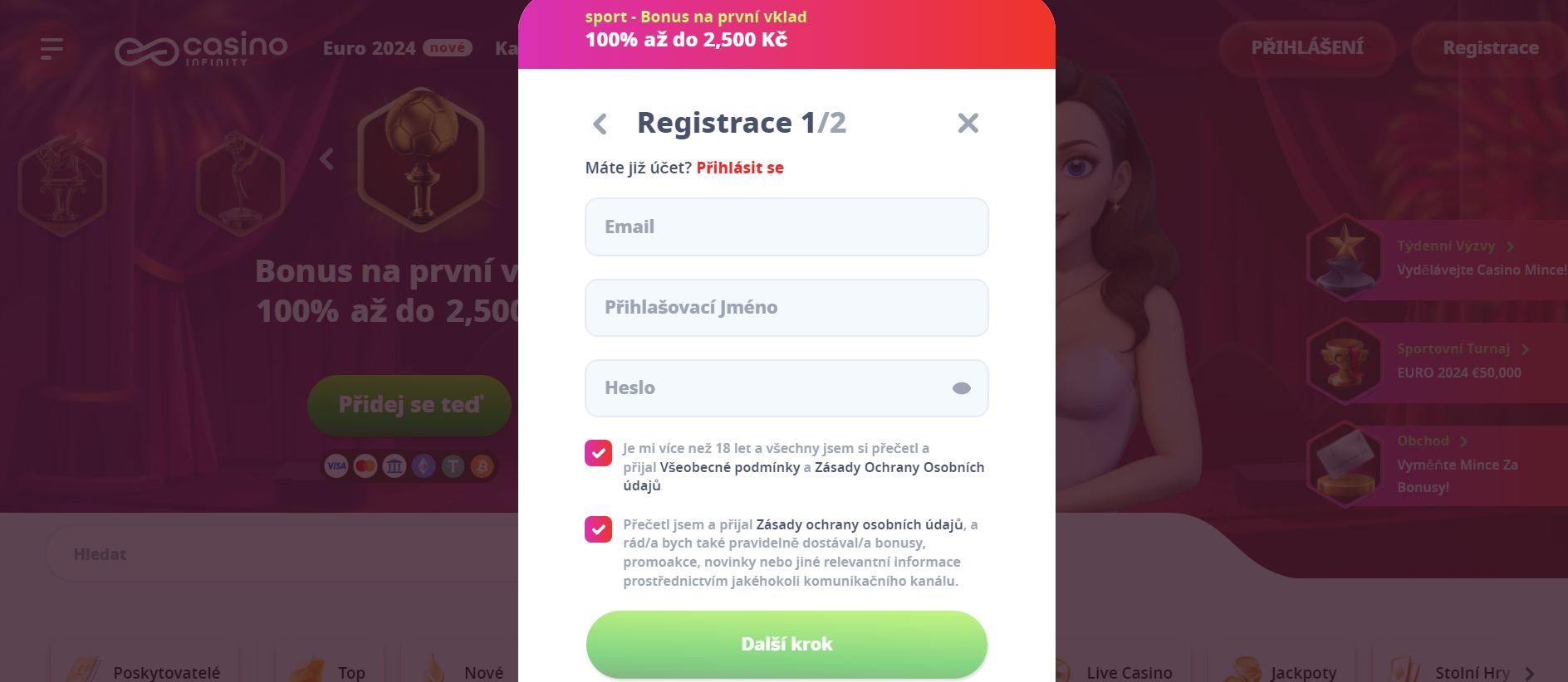 Casino Infinity sportovní sázková kancelář Recenze