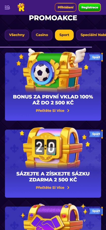 Royal Game Bookmaker Sport Betting Bonuses(Mobile screen)