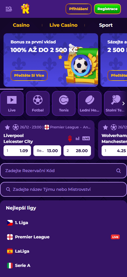 Royal Game Bookmaker Sport Betting(Mobile screen)