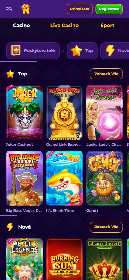 Royal Game Casino (Mobile screen)