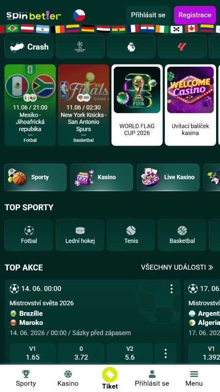 Sportovní sázky na Spinbetter