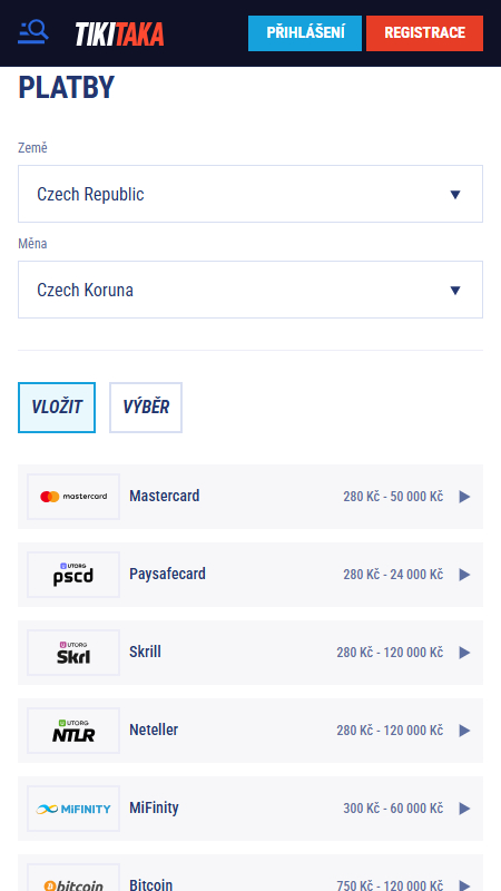 TikiTaka Payment methods