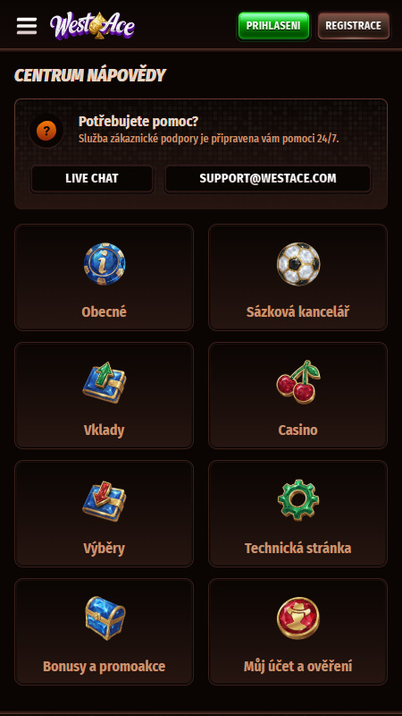 Centrum nápovědy na WestAce
