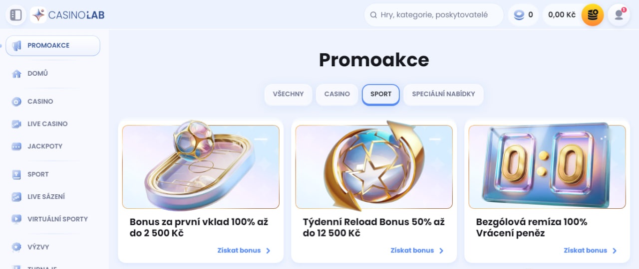 Bonusy a promo nabídky v CasinoLab