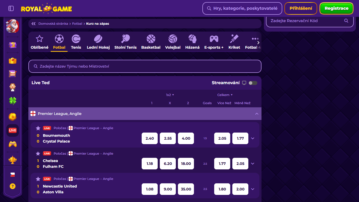 Royal Game Bookmaker Live Betting, sazkovekancelare.tv