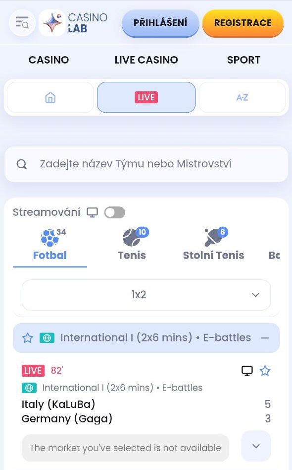 Živé sázky CasinoLab