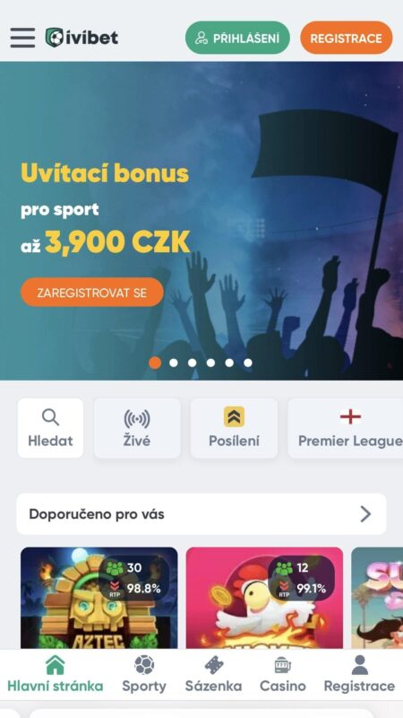 Mobilní aplikace IviBet pro Android