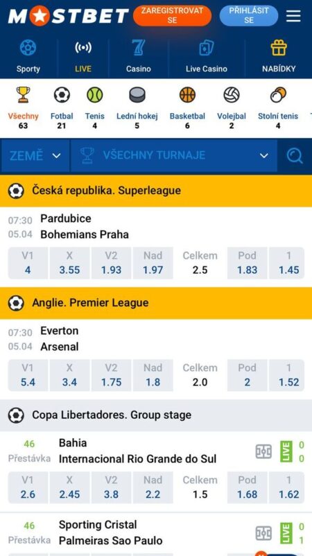 Mostbet live betting
