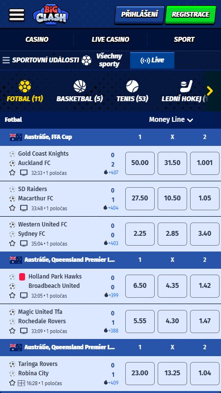 BigClash bookmaker live bet