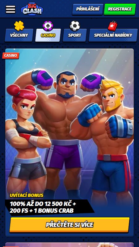 Stránka s propagačními akcemi v BigClash