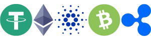 Crypto (usdt, Ethereum, ada, bitcoin cash, ripple) payment logo