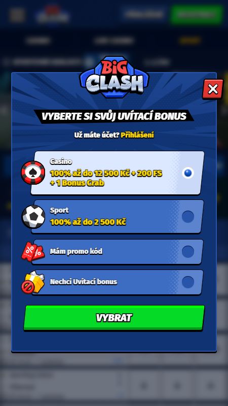 Vytvoření účtu v BigClash