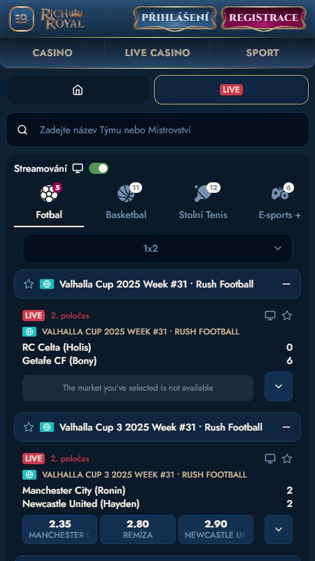 RichRoyal Bookmaker Live betting Chech