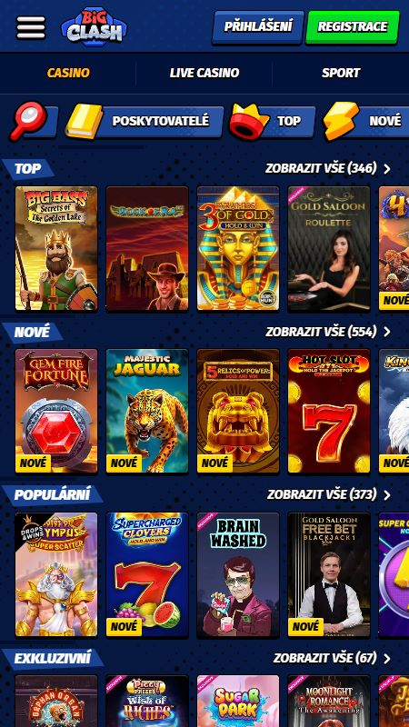 Sekce online kasina v BigClash