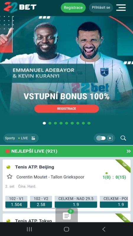 Mobilní aplikace 22Bet