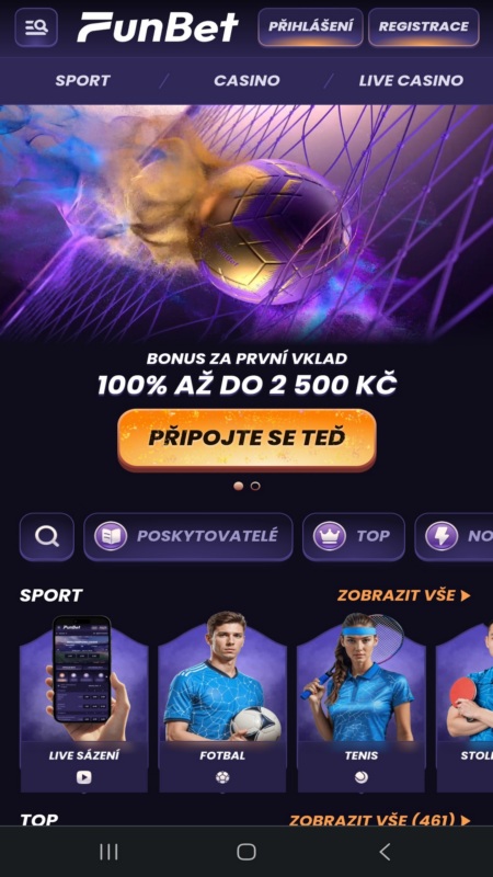 Mobilní aplikace Funbet