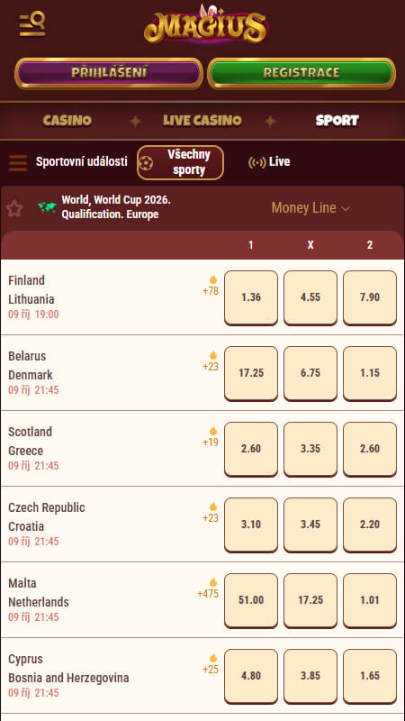 Magius bookmaker World Cup