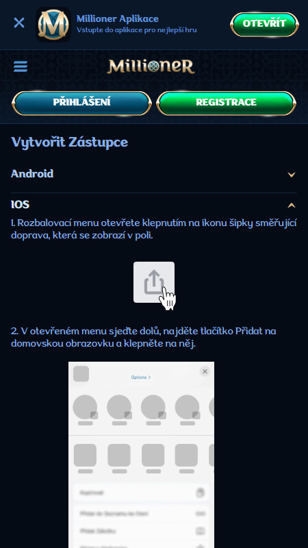 Millioner mobile shortcut