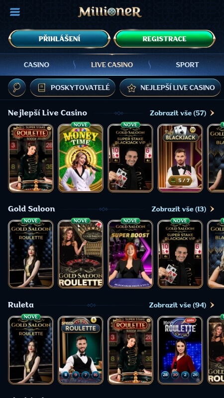 Millioner live casino