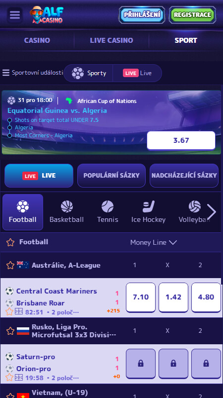 AlfCasino bookmaker live sport