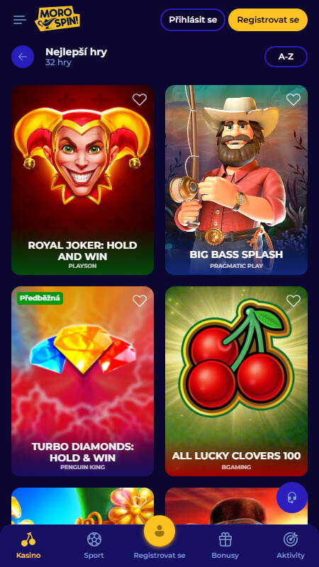 MoroSpin casino games