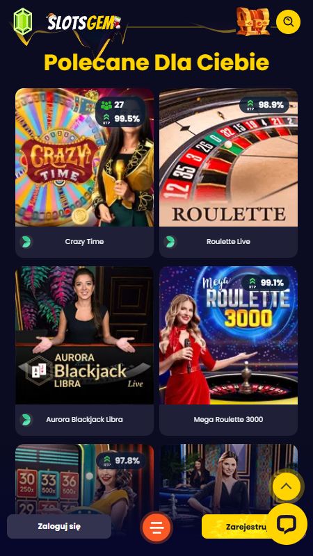 Sekce online kasina na zywo v Slotsgem
