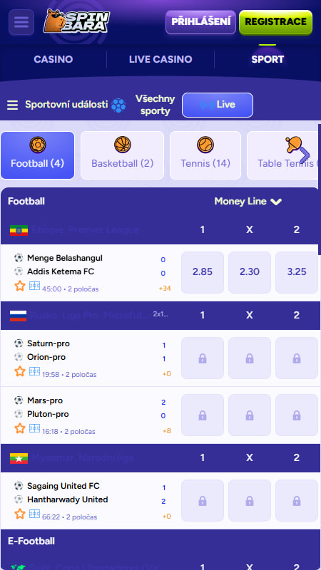 Živé sázky Spinbara