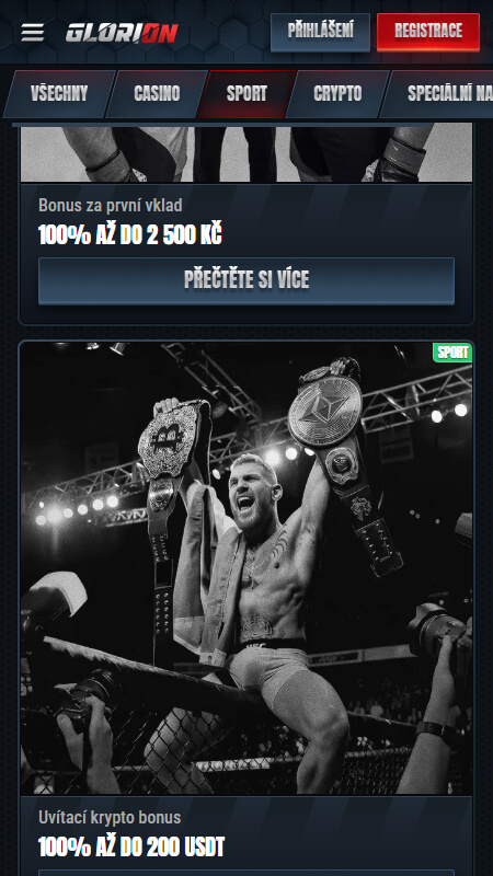 Glorion sport uvítací bonus