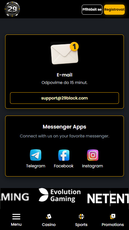 29 Black Zákaznická podpora Česká republika