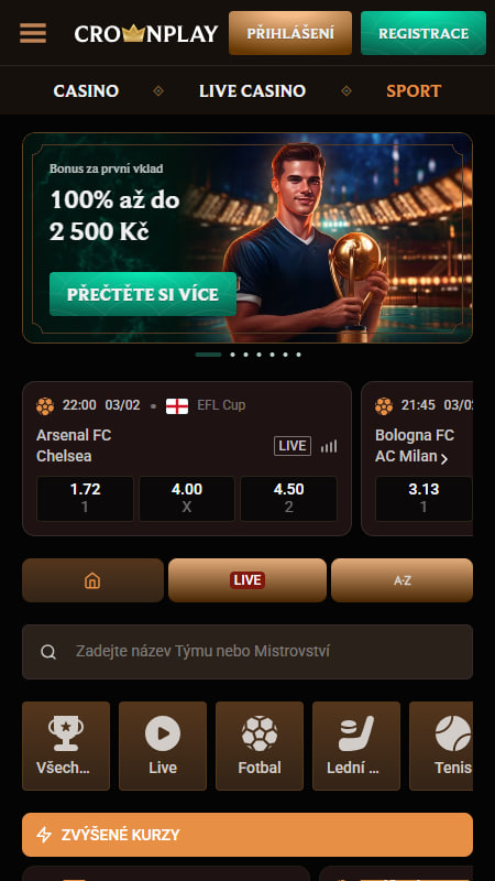 Sportovní sázení v CrownPlay