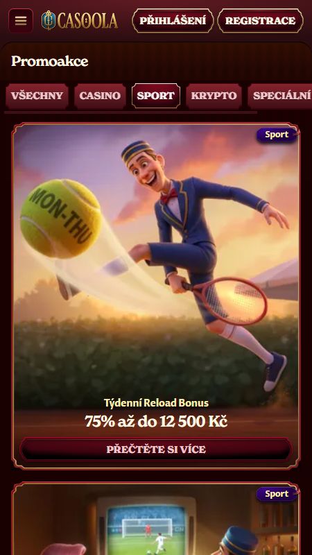 Stránka s propagačními akcemi v Casoola