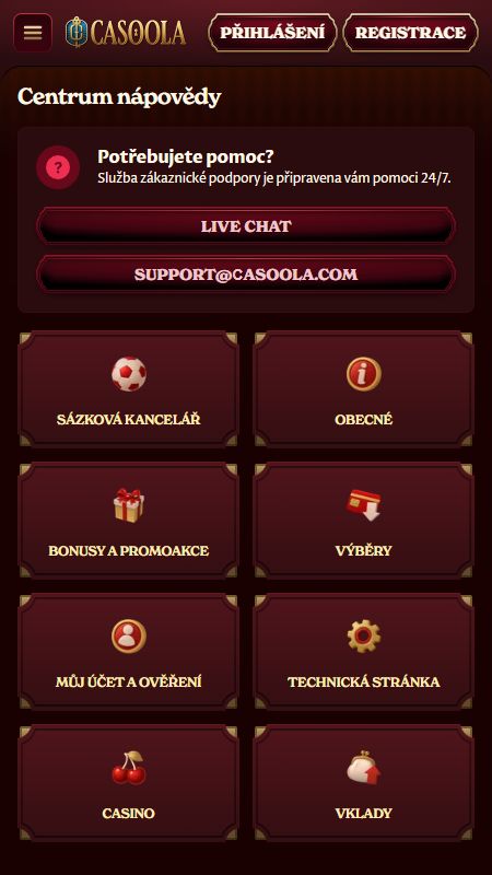 Centrum nápovědy Casoola